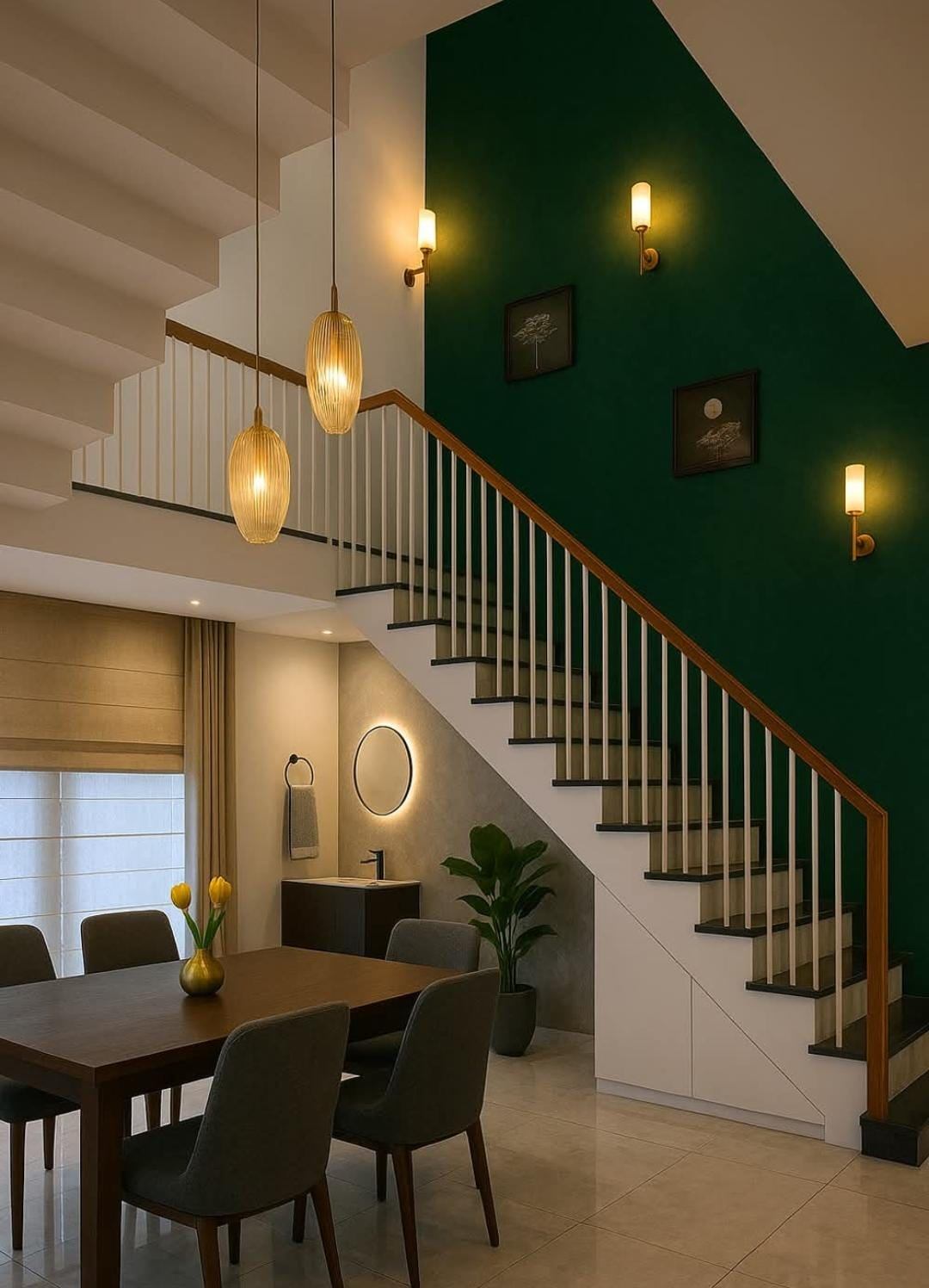 Vertical storage and modern furniture integration